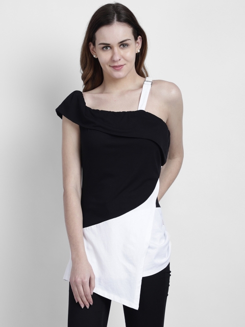 LA LOFT Black & White Colourblocked Tunic