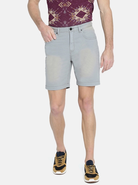 Breakbounce Men Grey Washed Slim Fit Denim Shorts
