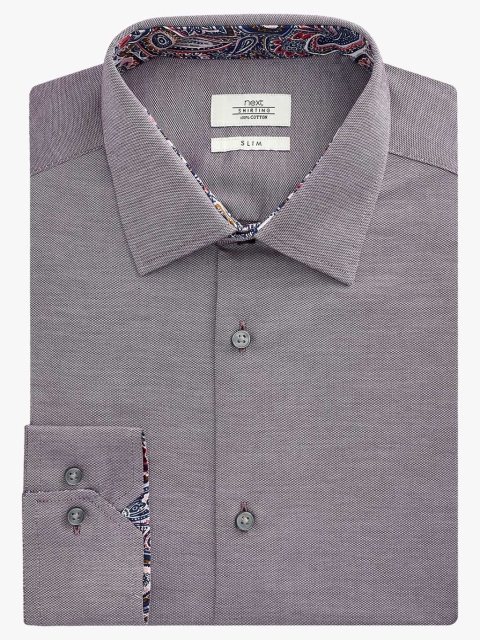 next Men Grey Regular Fit Self Design Formal Shirt