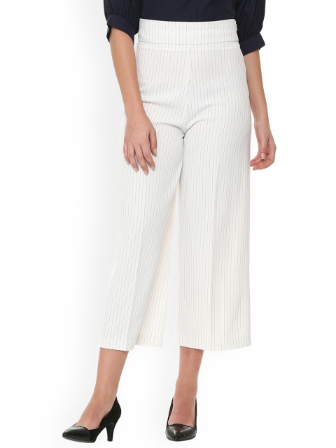Van Heusen Woman White Regular Fit Striped Culottes