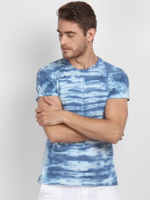 LA LOFT Men Blue Dyed Round Neck T-shirt