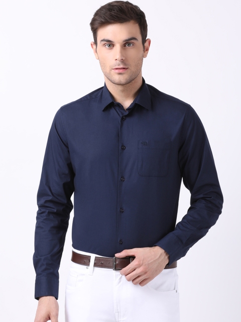 THE BEAR HOUSE Men Navy Blue Slim Fit Solid Casual Shirt