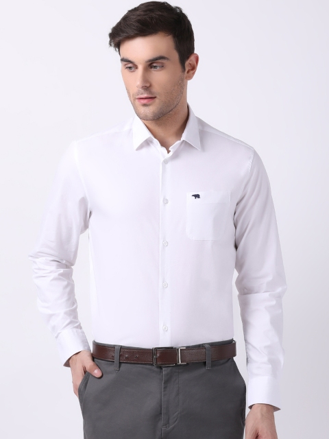 THE BEAR HOUSE Men White Slim Fit Solid Casual Shirt