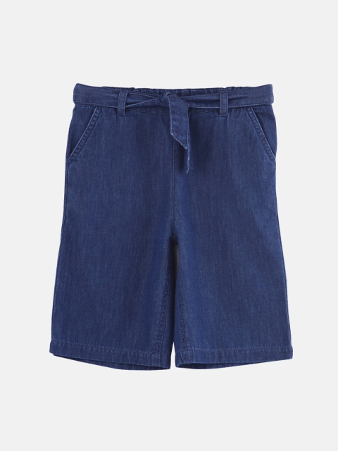 Beebay Girls Blue Solid Regular Fit Capris