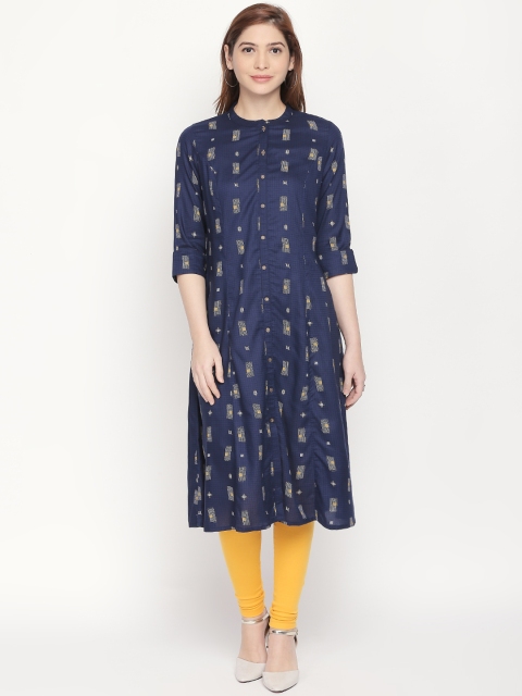 RANGMANCH BY PANTALOONS Women Blue Printed A-Line Kurta