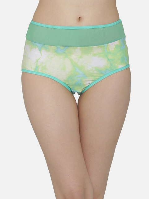 Clovia Women Green Printed Hipster Briefs PN3099P11