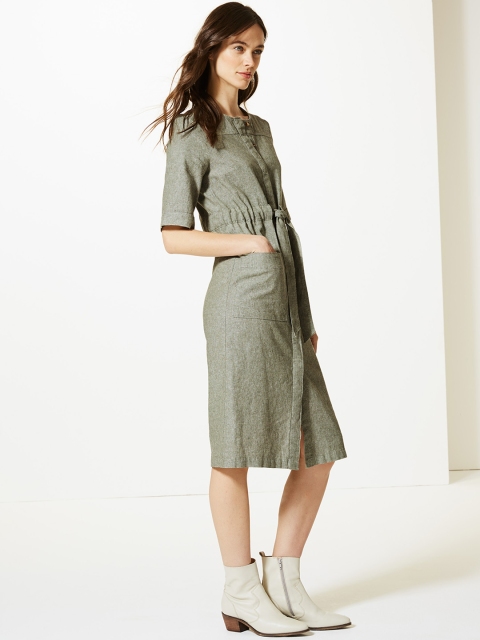 Marks & Spencer Women Green Solid Sheath Dress