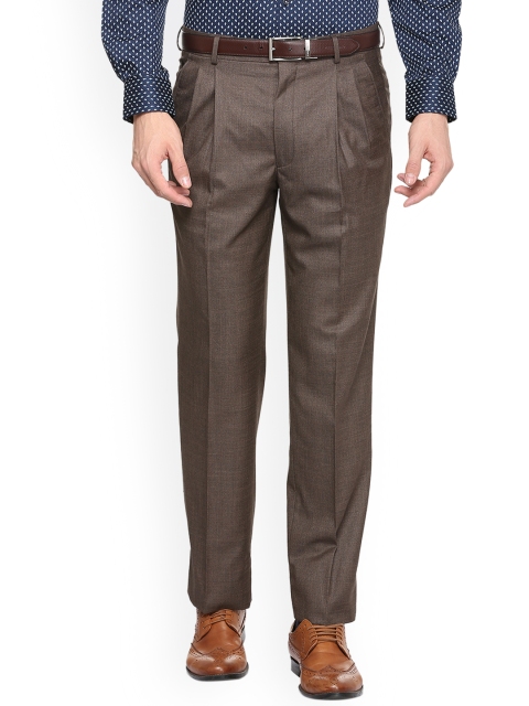 Louis Philippe Men Brown Regular Fit Solid Formal Trousers