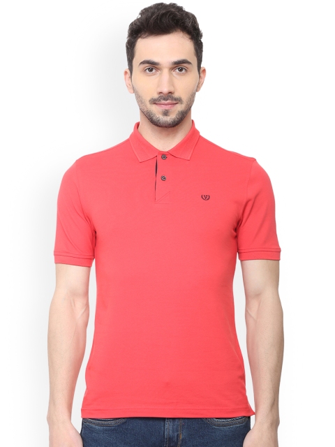 Van Heusen Sport Men Red Solid Polo Collar T-shirt