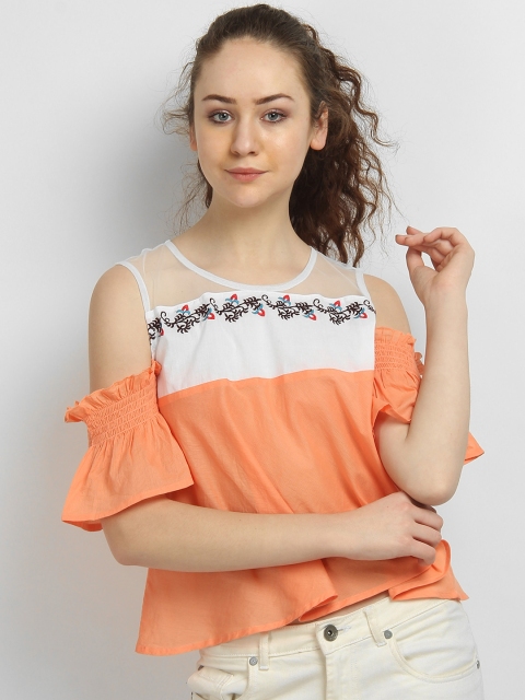 LA LOFT Women White Colourblocked Top