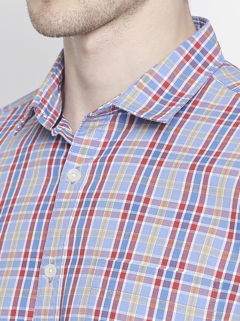 BYFORD by Pantaloons Men Blue & Red Regular Fit Checked Casual Shirt