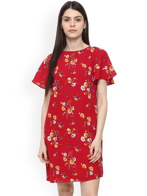 Allen Solly Woman Women Red Floral Print A-Line Dress