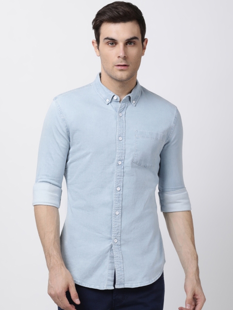 Blue Saint Men Blue Muscle Regular Fit Solid Casual Shirt