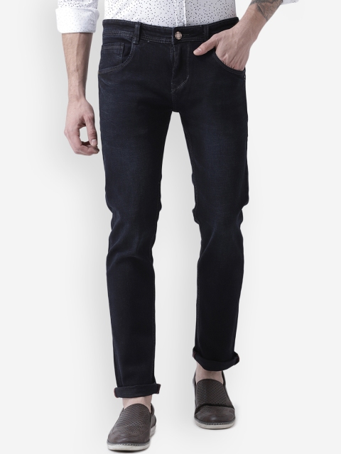 Routeen Men Navy Blue Slim Fit Mid-Rise Clean Look Stretchable Jeans