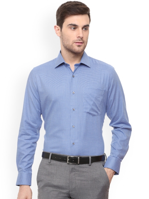 Van Heusen Men Blue Slim Fit Self Design Formal Shirt