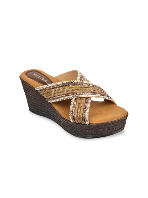 SOLE HEAD Women Brown Solid Sandals