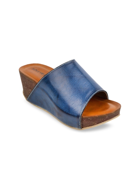 SOLE HEAD Women Blue Solid Mules