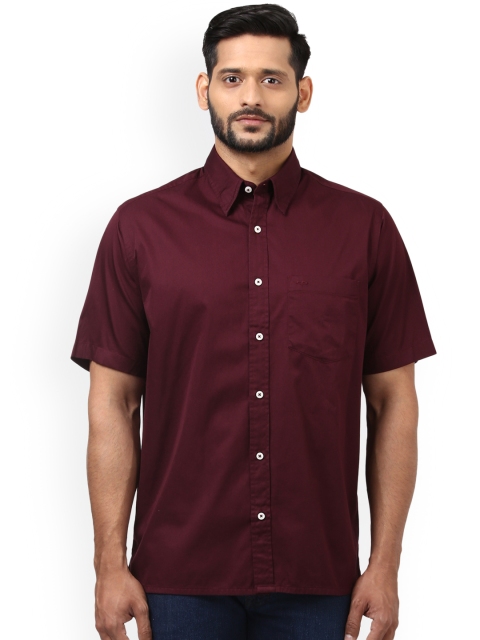 ColorPlus Men Maroon Regular Fit Solid Casual Shirt