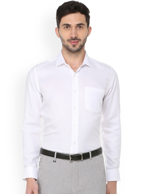 Van Heusen Men White Slim Fit Solid Formal Shirt