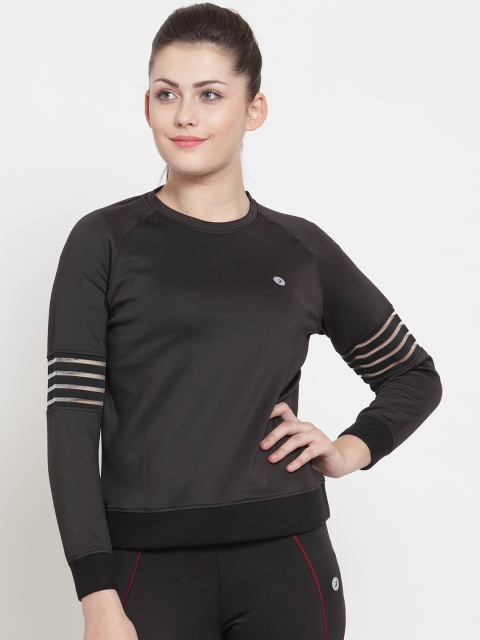 BUKKUM Women Black Solid Sweatshirt