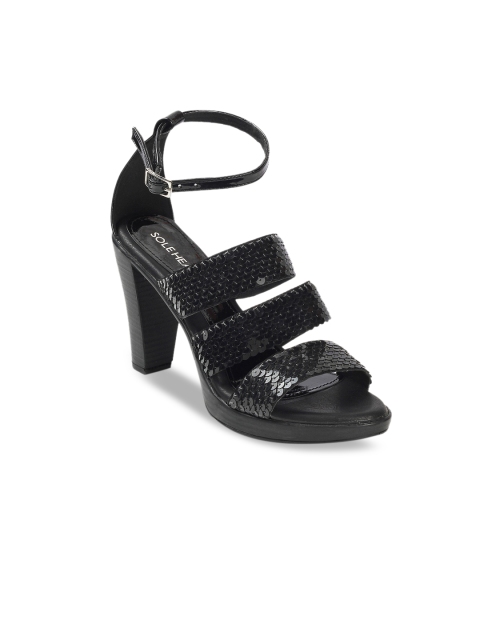 SOLE HEAD Women Black Solid Heels