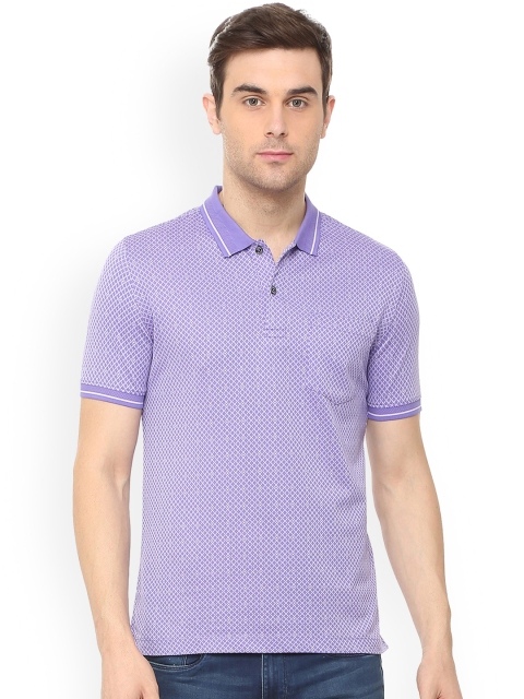 Van Heusen Men Blue Printed Polo Collar T-shirt