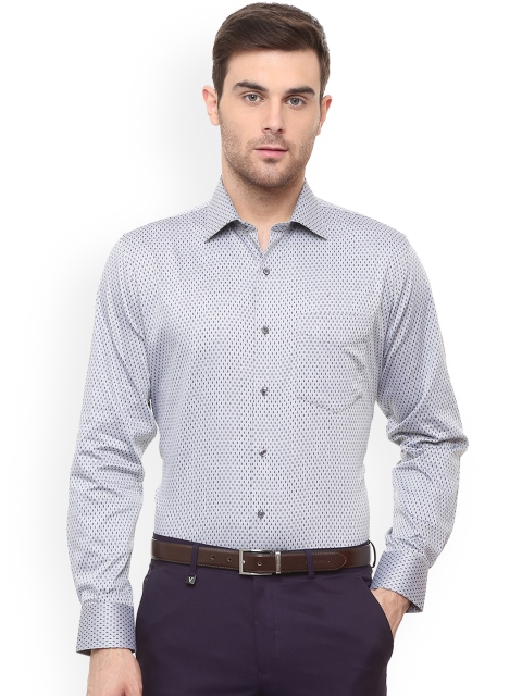 Van Heusen Men Grey Slim Fit Printed Formal Shirt