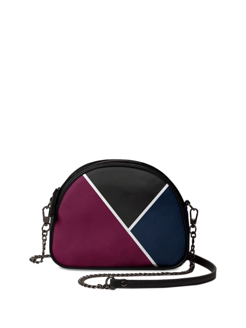 DailyObjects Burgundy & Black Colourblocked Sling Bag
