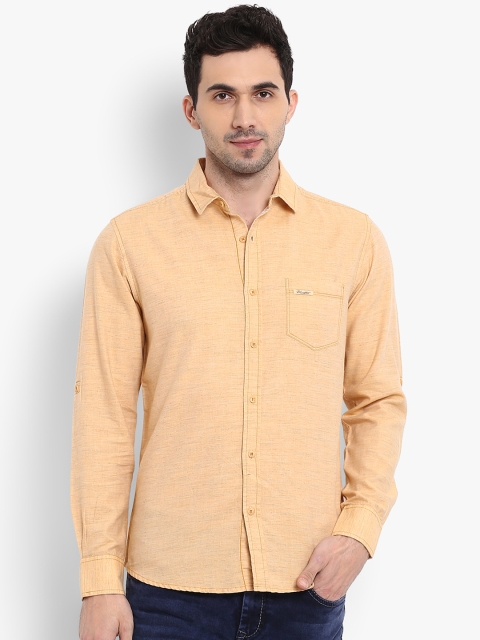 Mufti Men Orange Slim Fit Solid Casual Shirt