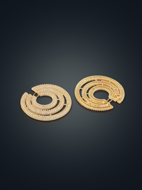 shaze Gold-Plated CZ Circular Drop Earrings