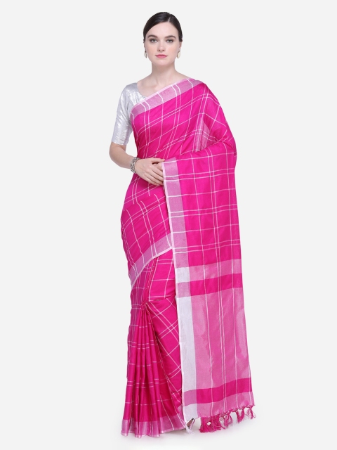 Ishin Pink Embellished Poly Silk Saree