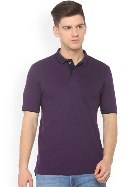 Van Heusen Sport Men Purple Solid Polo Collar T-shirt