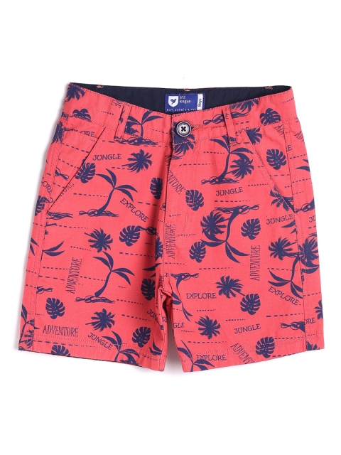 612 league Boys Pink Printed Regular Fit Regular Shorts