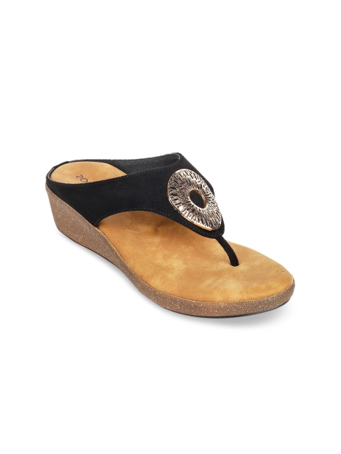 SOLE HEAD Women Black Solid Wedges