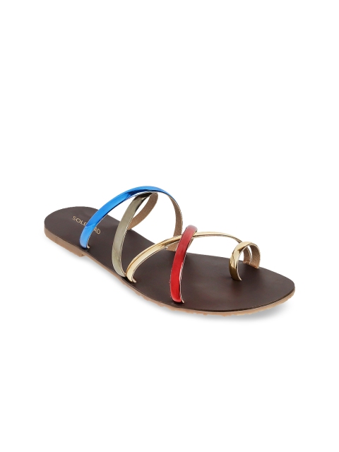 SOLE HEAD Women Multicoloured Solid One Toe Flats, Multi