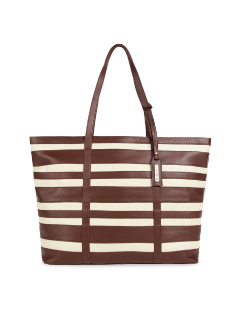 Toteteca Brown & Off-White Striped Shoulder Bag