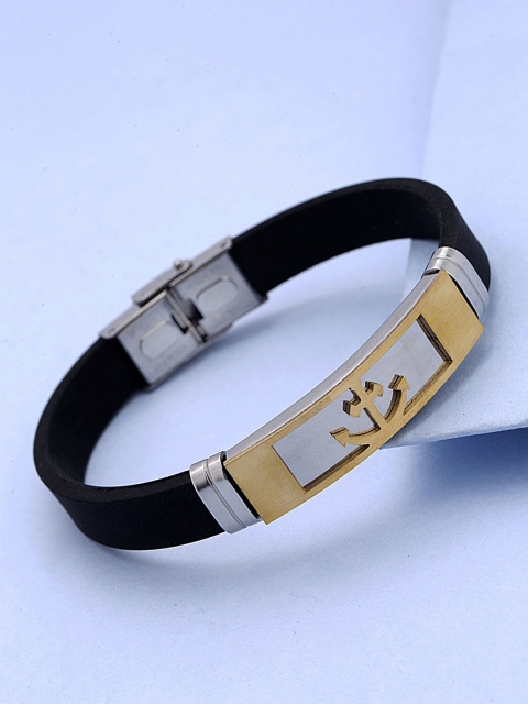 Dare by Voylla Men Black & Gold-Toned Silver-Plated Handcrafted Bracelet