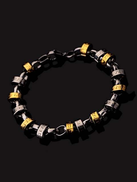 Dare by Voylla Men Silver-Plated Handcrafted Link Bracelet