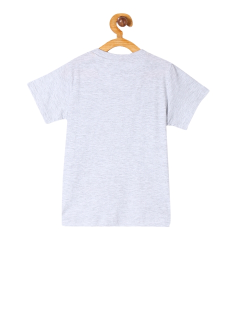Cherokee Boys Grey Printed Round Neck T-shirt, Grey melange