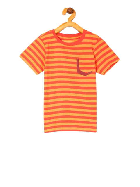 Cherokee Boys Orange Striped Round Neck T-shirt