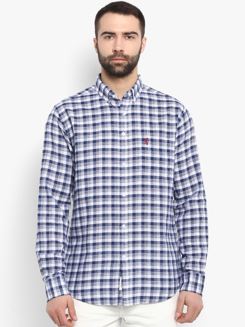 Red Tape Men Navy Blue & White Regular Fit Checked Casual Shirt