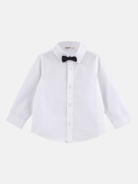 Beebay Boys White Regular Fit Solid Casual Shirt