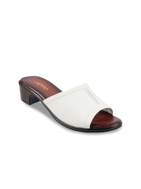 Metro Women White Solid Mules