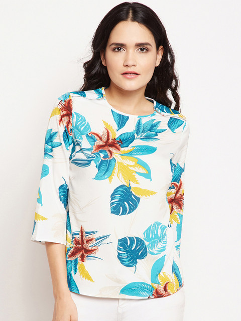 Oxolloxo Women White & Blue Printed Top
Oxolloxo Women White & Blue Printed Top