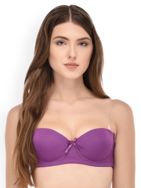 PrettyCat Purple Solid Underwired Lightly Padded Push-Up Bra PC_GO_BK