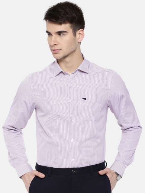 THE BEAR HOUSE Men Purple Slim Fit Striped Formal Shirt