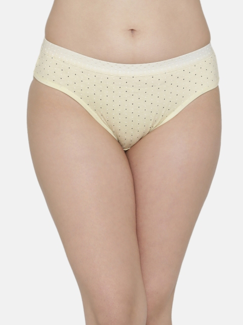 Clovia Women Yellow Printed Bikini Briefs PN3019P02XL