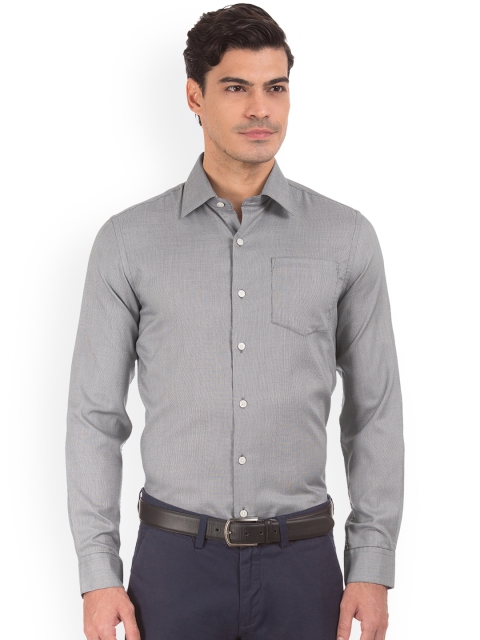 Arrow Men Grey Slim Fit Self Design Formal Shirt