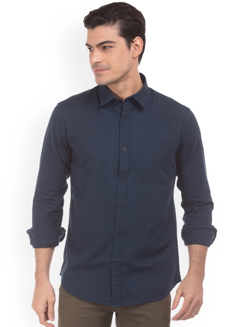 IZOD Men Navy Blue Slim Fit Solid Casual Shirt