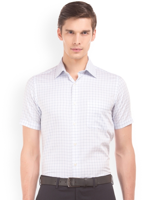 Arrow Men White Regular Fit Checked Formal Shirt